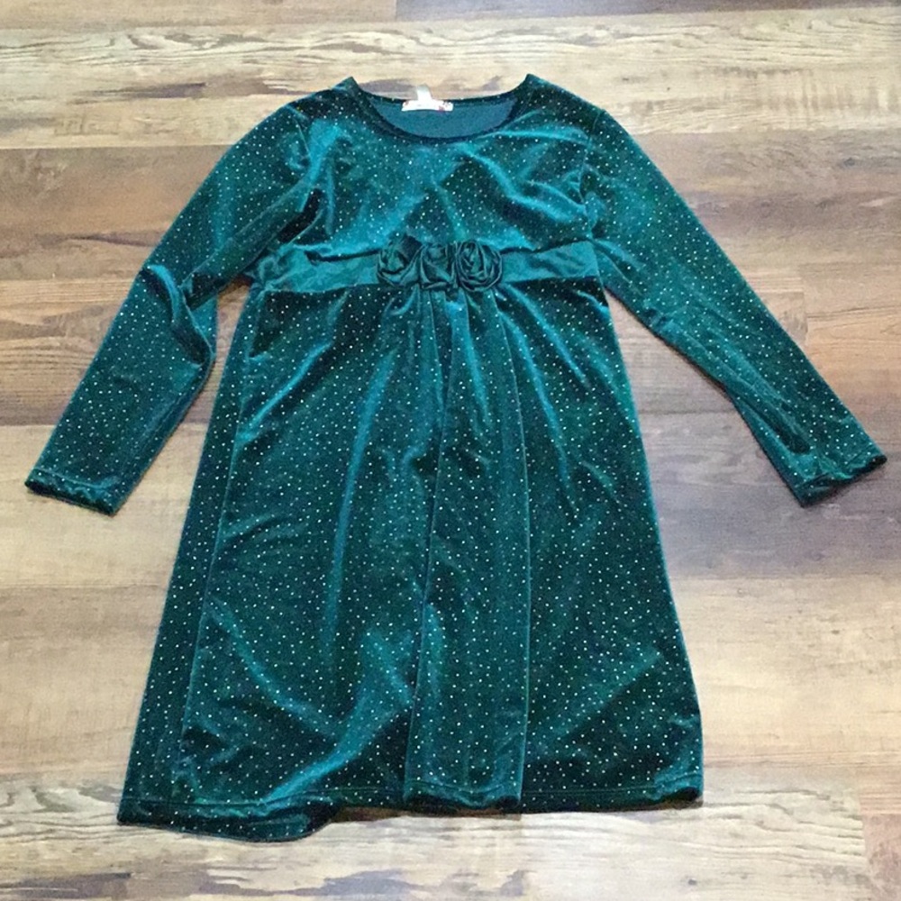 Speechless Green Velvet Kids Formal Dress